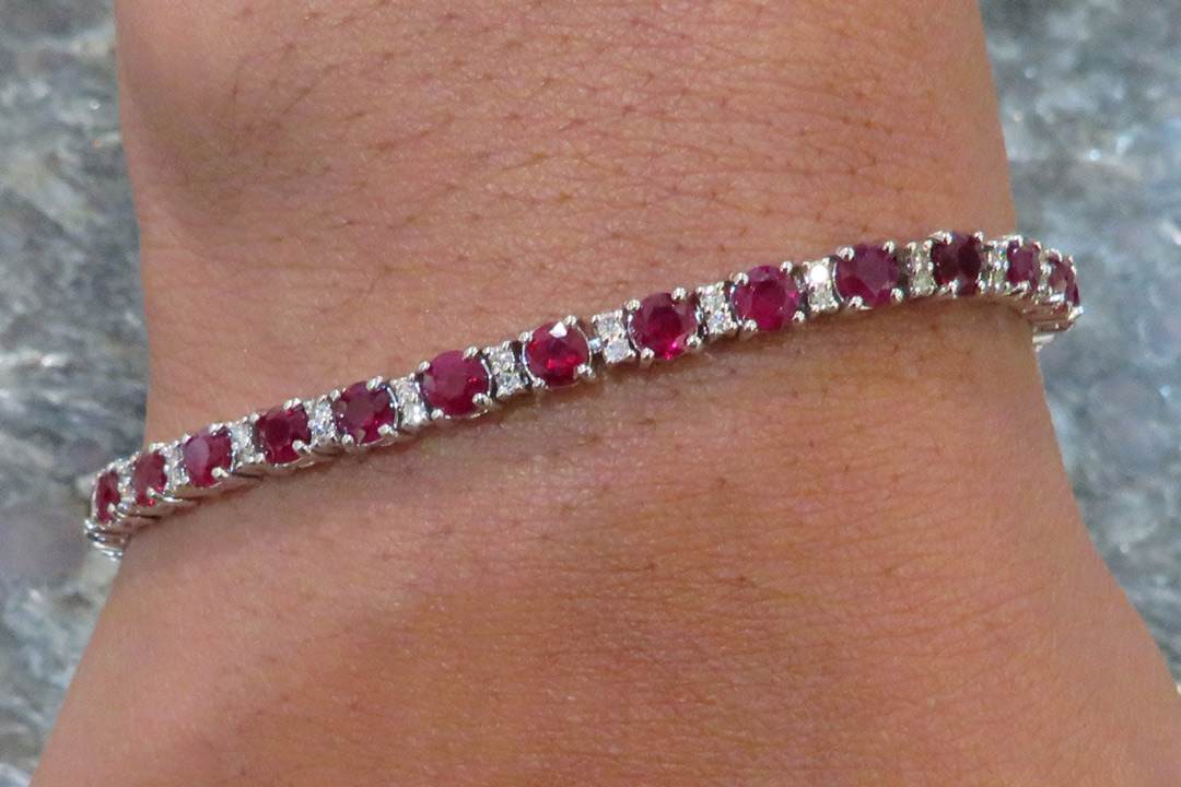 1st Image of a N/A NATURAL RUBY CORUNDUM & DIAMOND BRACELET