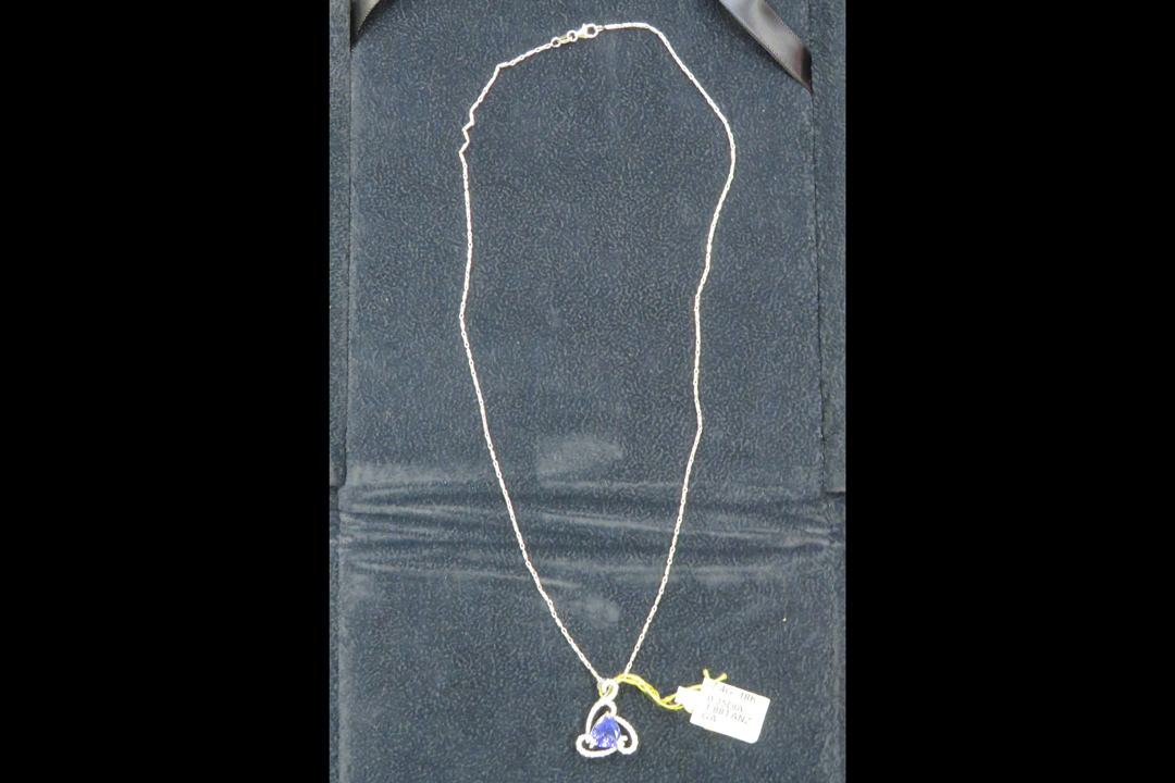 2nd Image of a N/A NATURAL TANZANITE ZOISITE & DIAMOND PENDANT