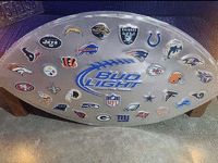 Image 1 of 3 of a N/A NFL BUDLIGHT BIG FOOTBALL SIGN
