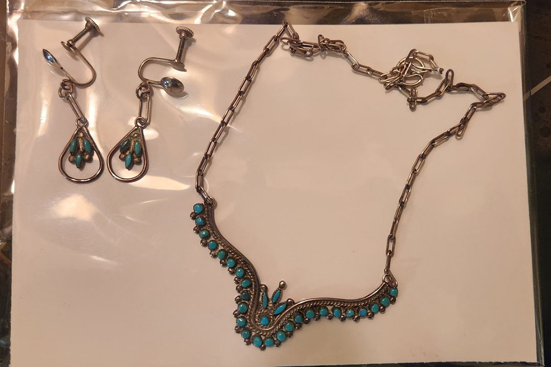 0th Image of a N/A TURQ&STERLING SILVER NECKLACE & EARRINGS
