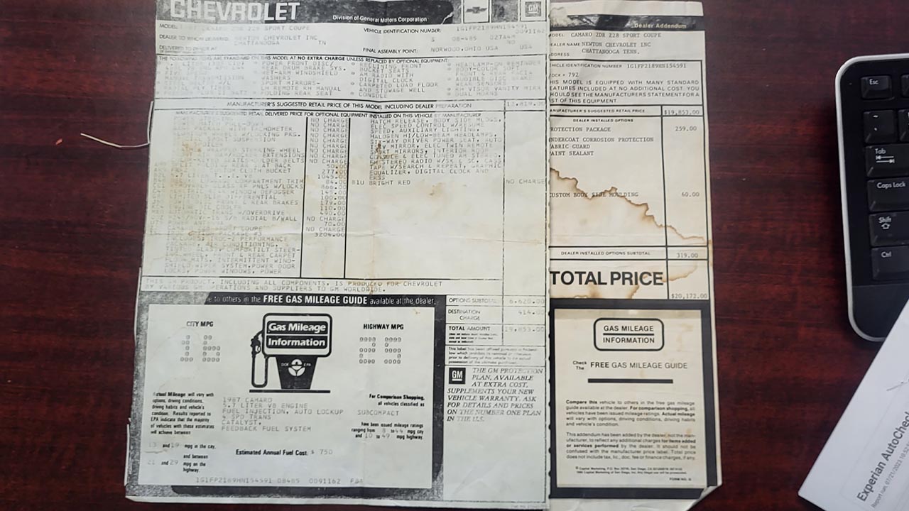 19th Image of a 1987 CHEVROLET CAMARO