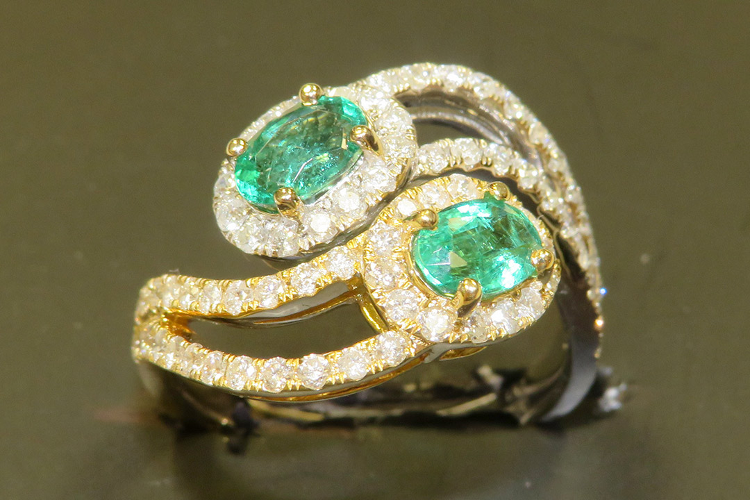 1st Image of a N/A LADY'S CUSTOM MADE EMERALD & DIAMOND