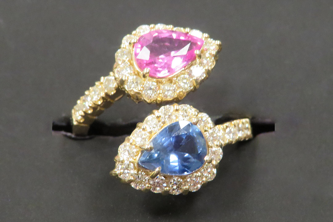 1st Image of a N/A PINK/BLUE SAPPHIRE CORUNDUM & DIAMOND