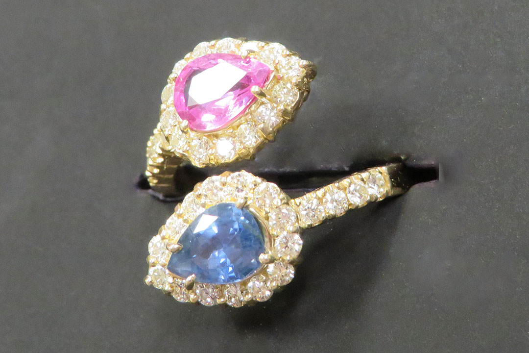 2nd Image of a N/A PINK/BLUE SAPPHIRE CORUNDUM & DIAMOND