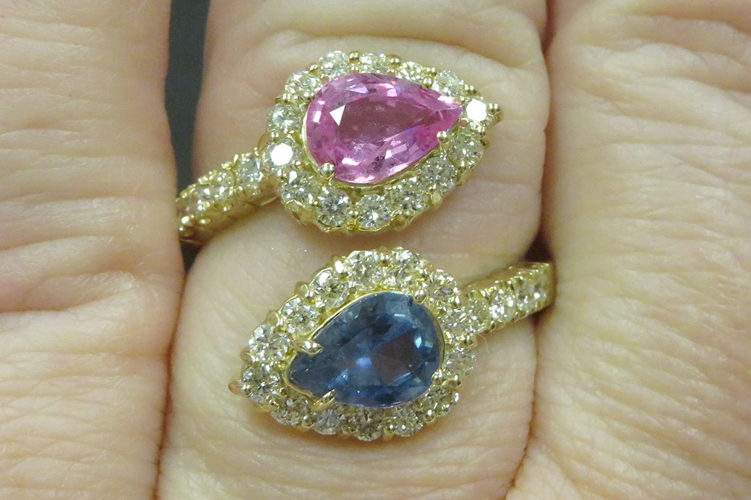 4th Image of a N/A PINK/BLUE SAPPHIRE CORUNDUM & DIAMOND