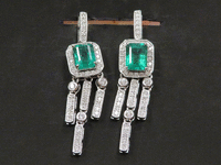 Image 2 of 3 of a N/A PLATINUM LADIES CAST EMERALD & DIAMOND DANGLE