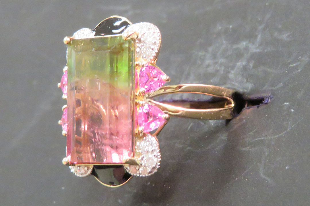 1st Image of a N/A YELLOW GLD DIAMOND & TOURMALINE