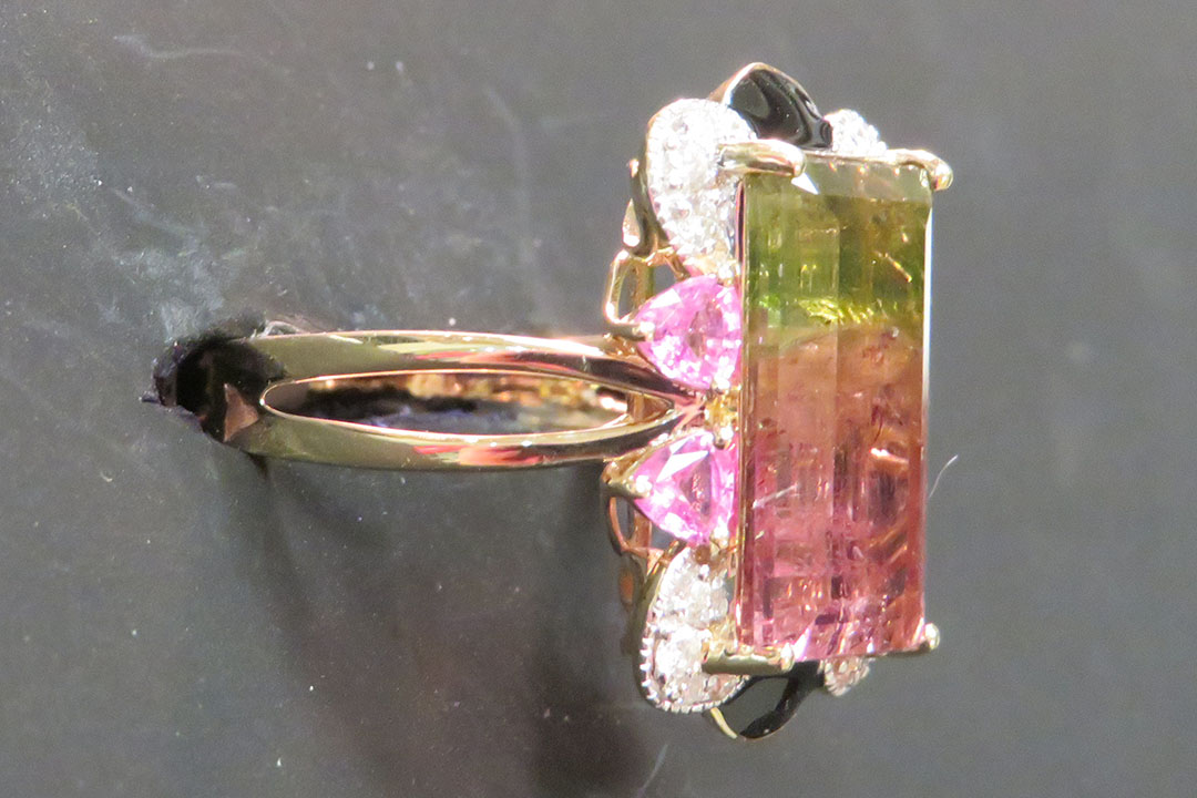 2nd Image of a N/A YELLOW GLD DIAMOND & TOURMALINE