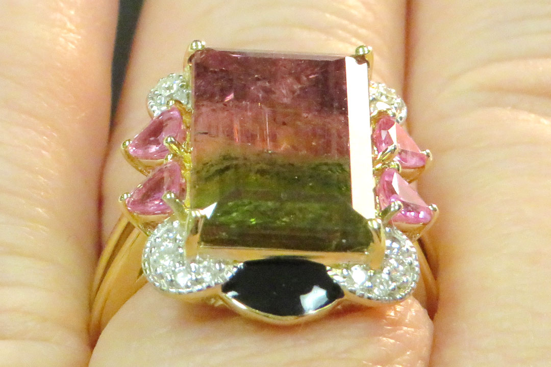 4th Image of a N/A YELLOW GLD DIAMOND & TOURMALINE