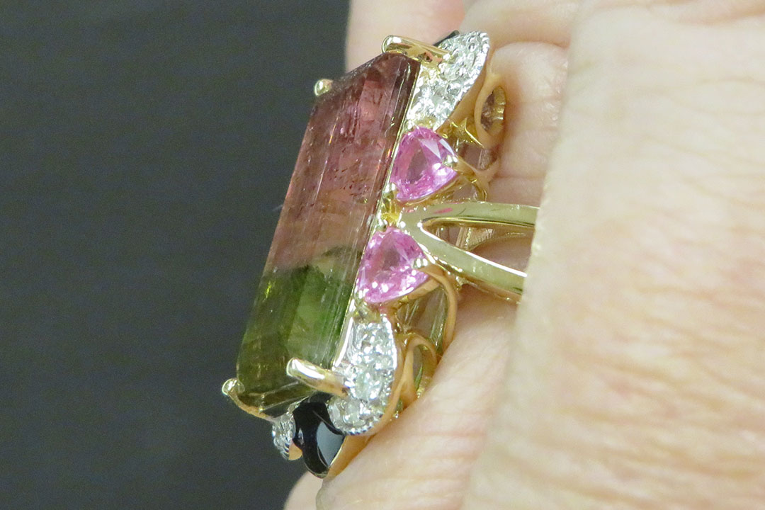 5th Image of a N/A YELLOW GLD DIAMOND & TOURMALINE