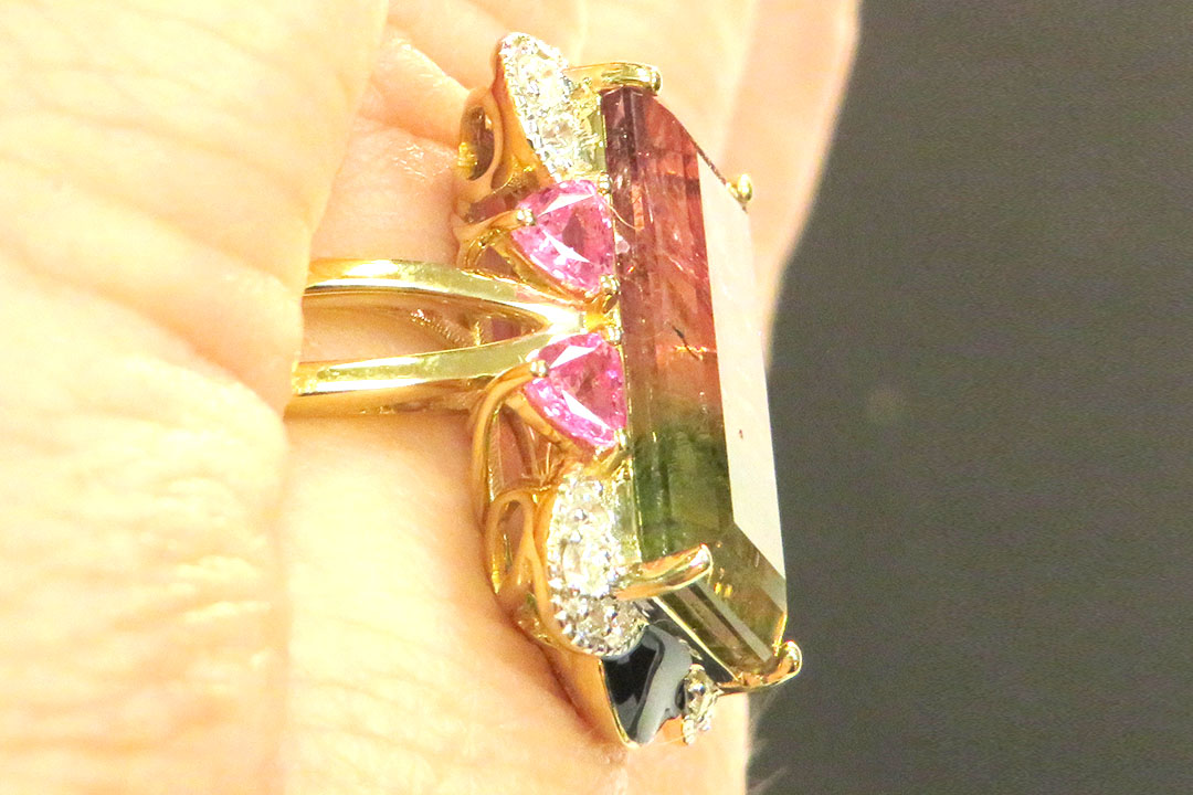 6th Image of a N/A YELLOW GLD DIAMOND & TOURMALINE