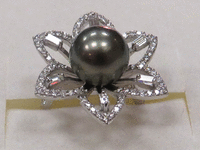 Image 4 of 9 of a N/A WHITE GOLD CULTURED SOUTH SEA PEARL AND DIAMOND RING