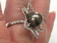 Image 7 of 9 of a N/A WHITE GOLD CULTURED SOUTH SEA PEARL AND DIAMOND RING