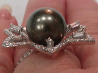 Image 8 of 9 of a N/A WHITE GOLD CULTURED SOUTH SEA PEARL AND DIAMOND RING