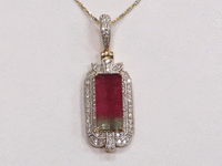 Image 2 of 4 of a N/A YELLOW GOLD LADY'S CUSTOM MADE DIAMOND AND TOURMALINE PENDANT