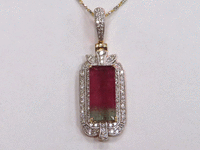 Image 3 of 4 of a N/A YELLOW GOLD LADY'S CUSTOM MADE DIAMOND AND TOURMALINE PENDANT