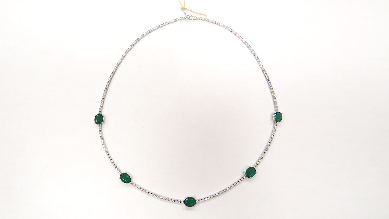 0th Image of a N/A WHITE GOLD NATURAL EMERALD  BERYL AND DIAMOND NECKLACE