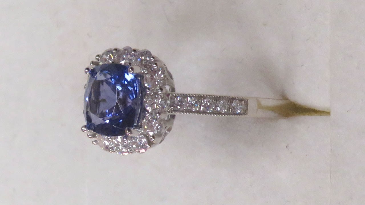 2nd Image of a N/A WHITE GOLD NATURAL TANZANITE ZOISITE AND DIAMOND RING