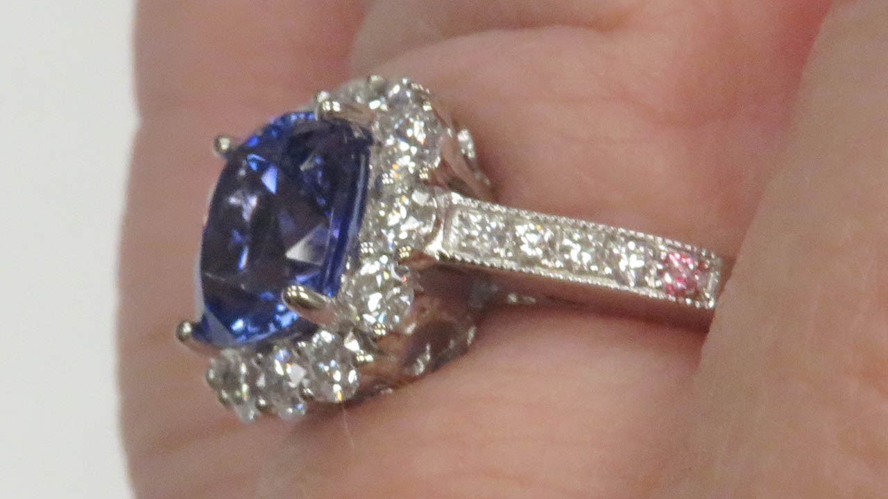 6th Image of a N/A WHITE GOLD NATURAL TANZANITE ZOISITE AND DIAMOND RING
