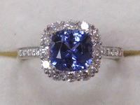 Image 1 of 8 of a N/A WHITE GOLD NATURAL TANZANITE ZOISITE AND DIAMOND RING