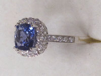 Image 3 of 8 of a N/A WHITE GOLD NATURAL TANZANITE ZOISITE AND DIAMOND RING