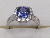 Image 4 of 8 of a N/A WHITE GOLD NATURAL TANZANITE ZOISITE AND DIAMOND RING
