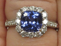 Image 5 of 8 of a N/A WHITE GOLD NATURAL TANZANITE ZOISITE AND DIAMOND RING