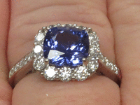 Image 6 of 8 of a N/A WHITE GOLD NATURAL TANZANITE ZOISITE AND DIAMOND RING