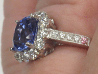 Image 7 of 8 of a N/A WHITE GOLD NATURAL TANZANITE ZOISITE AND DIAMOND RING
