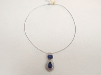 Image 1 of 5 of a N/A NATURAL TANZANITE ZOISITE AND DIAMONSD PENDANT WITH GOLD CHAIN