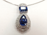 Image 3 of 5 of a N/A NATURAL TANZANITE ZOISITE AND DIAMONSD PENDANT WITH GOLD CHAIN