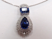 Image 4 of 5 of a N/A NATURAL TANZANITE ZOISITE AND DIAMONSD PENDANT WITH GOLD CHAIN
