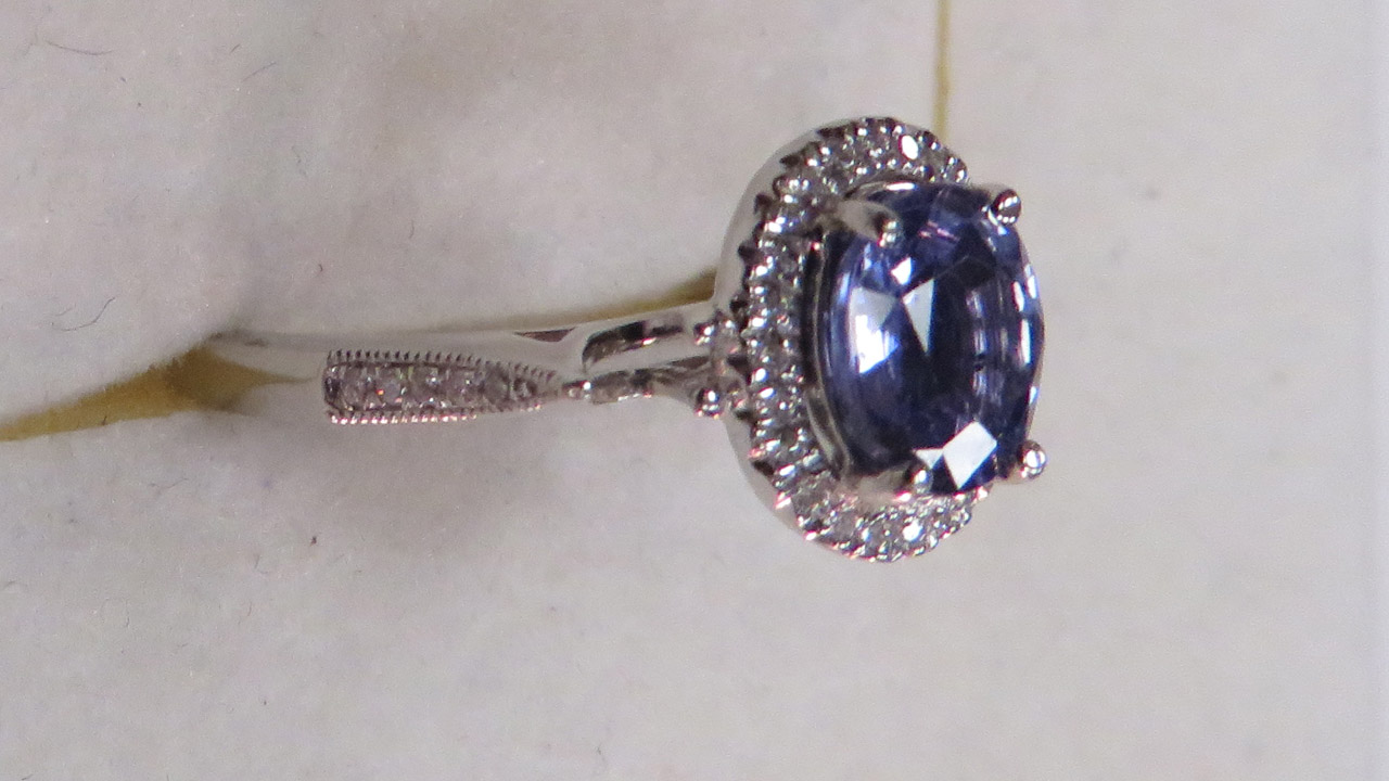 1st Image of a N/A PLATINUM SAPPHIRE AND DIAMOND RING