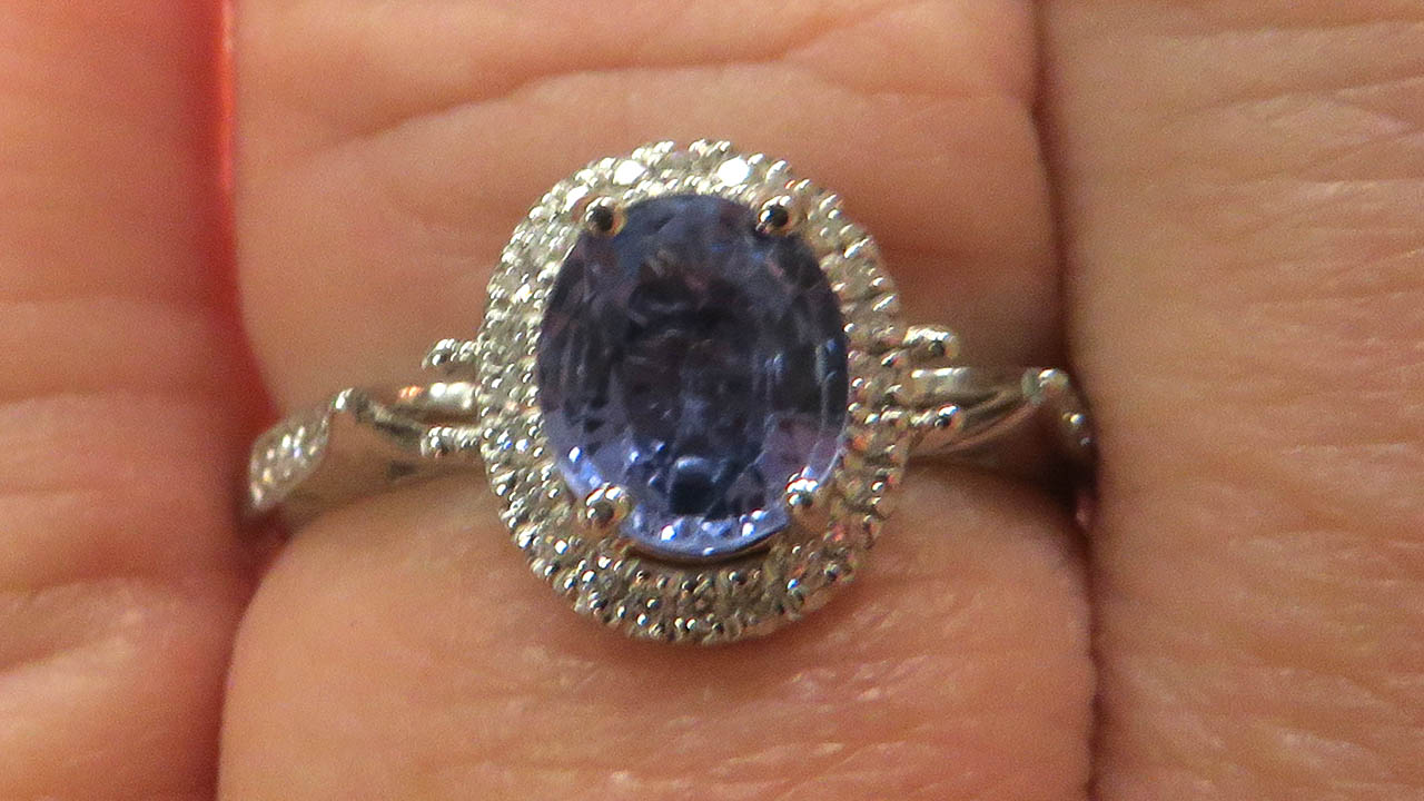 3rd Image of a N/A PLATINUM SAPPHIRE AND DIAMOND RING