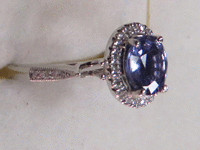 Image 2 of 8 of a N/A PLATINUM SAPPHIRE AND DIAMOND RING