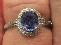 Image 4 of 8 of a N/A PLATINUM SAPPHIRE AND DIAMOND RING