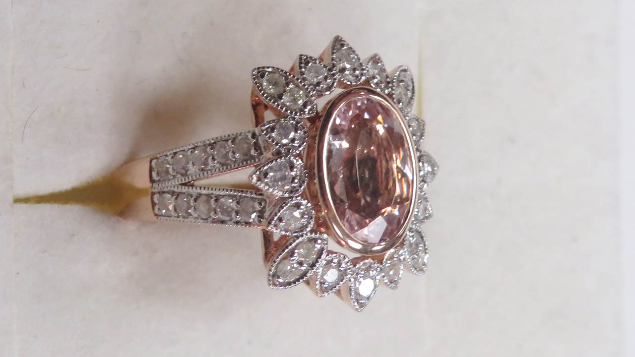 1st Image of a N/A MORGANITE AND DIAMOND COCKTAIL RING