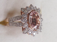 Image 2 of 8 of a N/A MORGANITE AND DIAMOND COCKTAIL RING