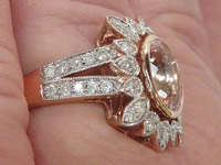 Image 6 of 8 of a N/A MORGANITE AND DIAMOND COCKTAIL RING