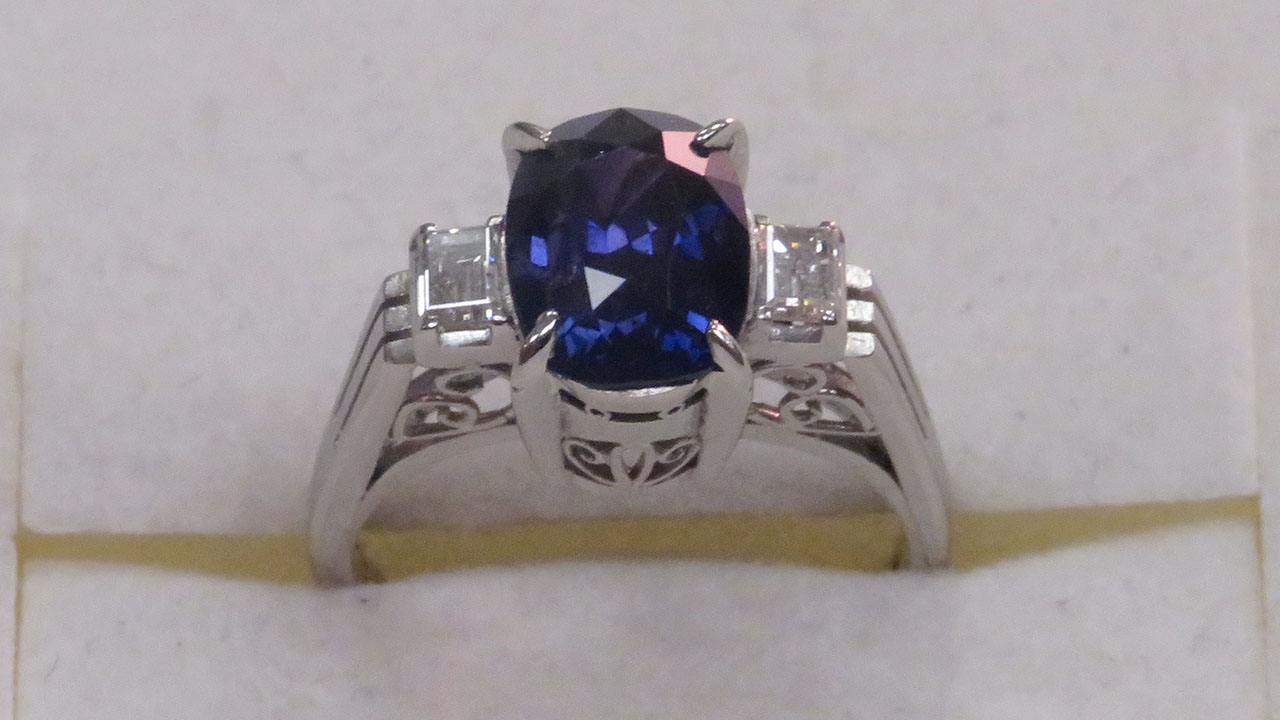 0th Image of a N/A PLATINUM SAPPHIRE CORUNDUM AND DIAOMOND RING