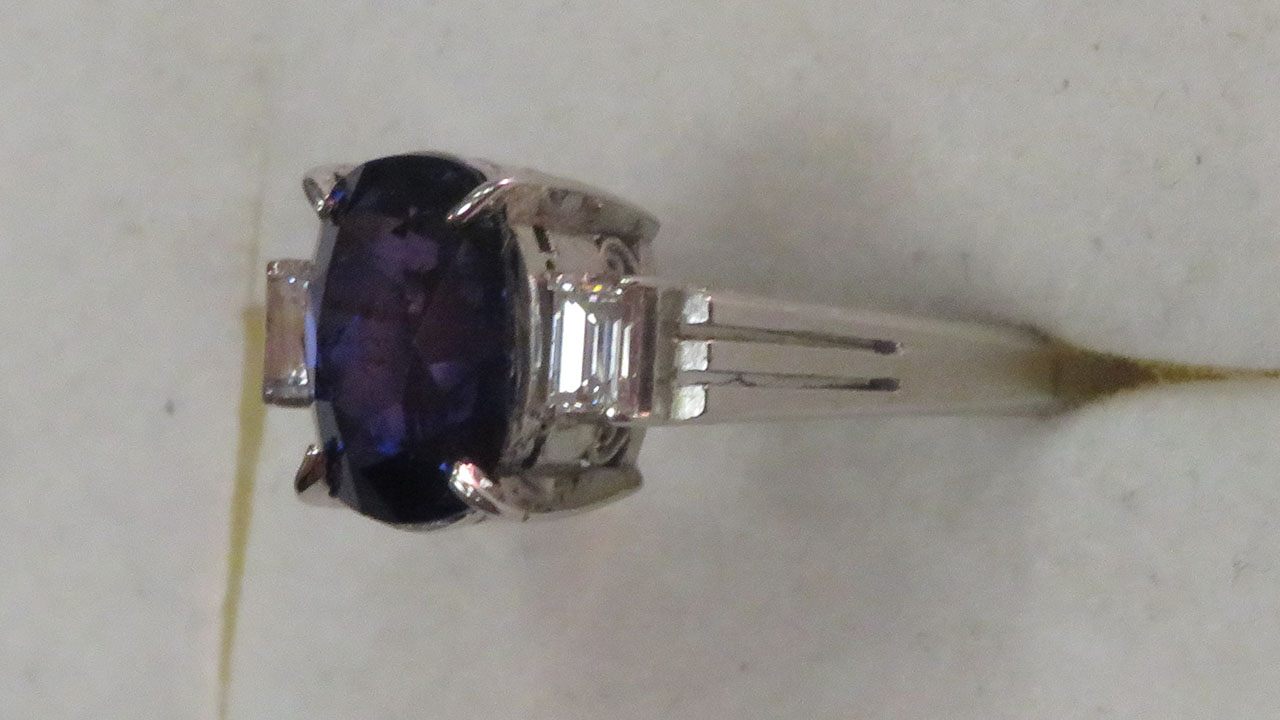 3rd Image of a N/A PLATINUM SAPPHIRE CORUNDUM AND DIAOMOND RING