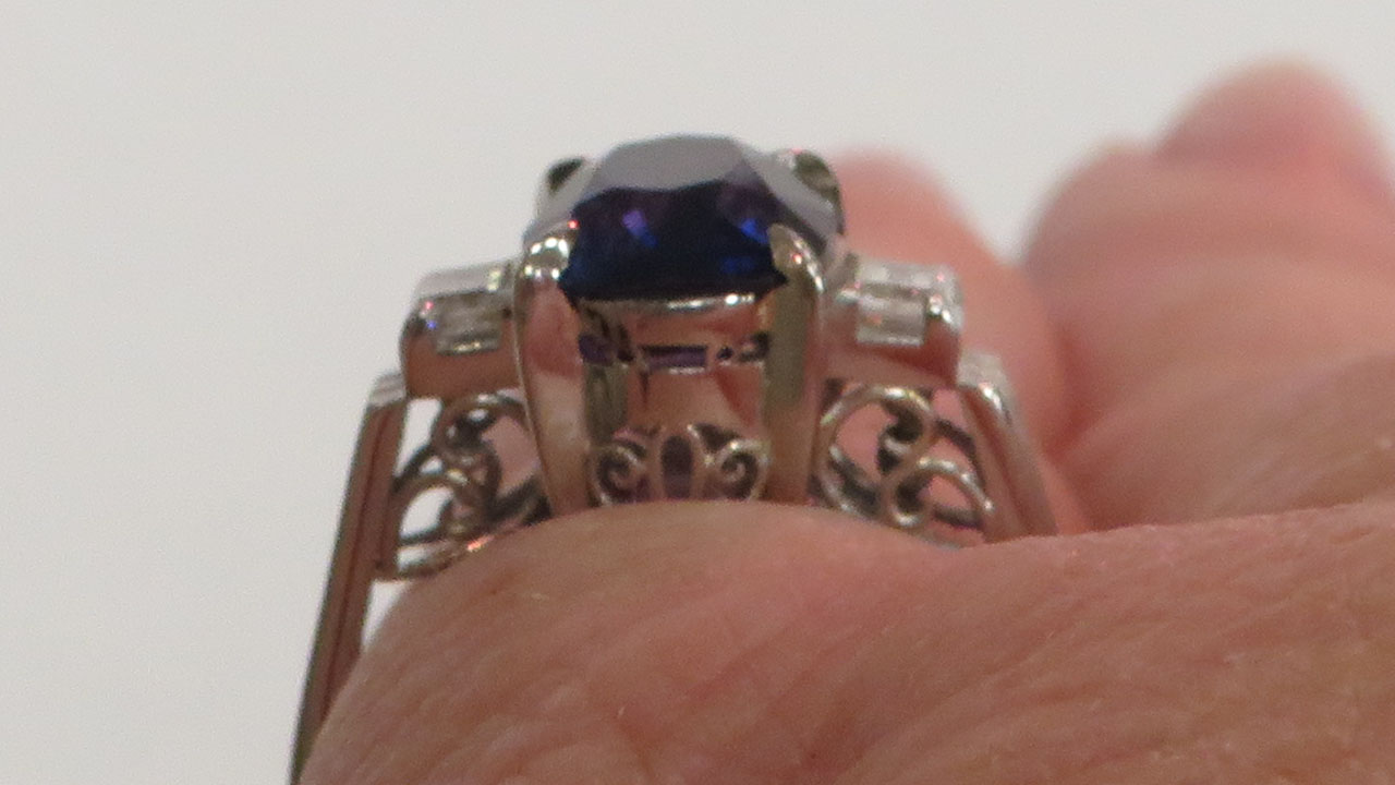 8th Image of a N/A PLATINUM SAPPHIRE CORUNDUM AND DIAOMOND RING