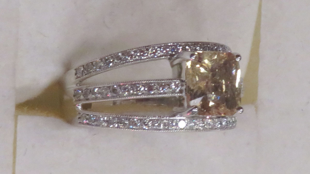 1st Image of a N/A PLATINUM SAPPHIRE CORUNDUM AND DIAMOND RING