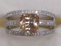 Image 1 of 8 of a N/A PLATINUM SAPPHIRE CORUNDUM AND DIAMOND RING