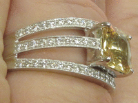 Image 6 of 8 of a N/A PLATINUM SAPPHIRE CORUNDUM AND DIAMOND RING