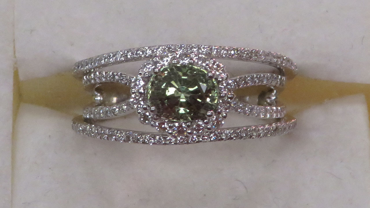 1st Image of a N/A PLATINUM ALEXANDRITE CHRYSOBERYL AND DIAMOND RING