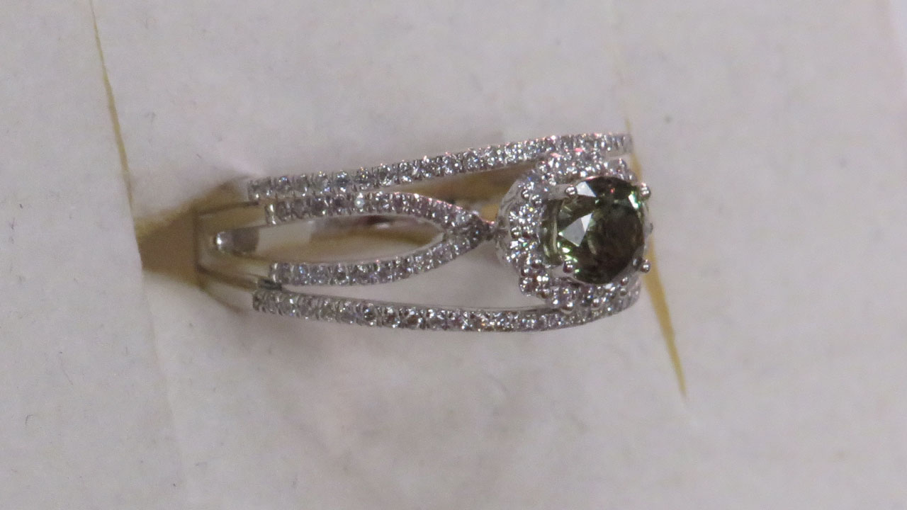 3rd Image of a N/A PLATINUM ALEXANDRITE CHRYSOBERYL AND DIAMOND RING