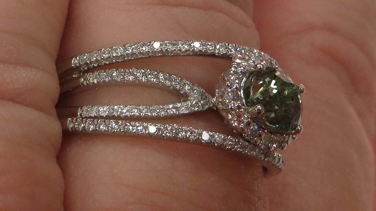 6th Image of a N/A PLATINUM ALEXANDRITE CHRYSOBERYL AND DIAMOND RING