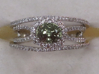 Image 2 of 9 of a N/A PLATINUM ALEXANDRITE CHRYSOBERYL AND DIAMOND RING