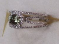 Image 3 of 9 of a N/A PLATINUM ALEXANDRITE CHRYSOBERYL AND DIAMOND RING